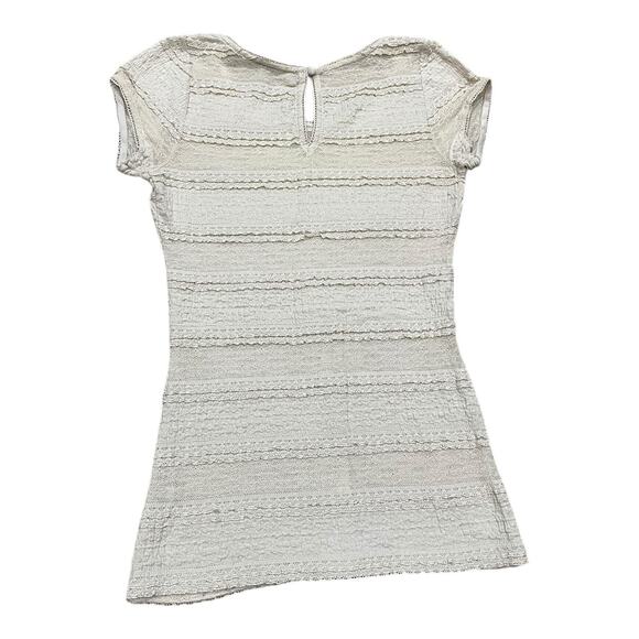 GUESS Y2K Top Cream Fitted Mesh Lace Sheer Sz M Romantic Coquette Blouse Stretch - Picture 5 of 9